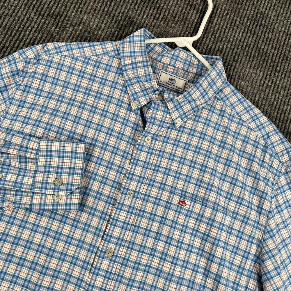 Southern Tide Intercostal Shirt Mens XL Extra Large Blue Long Sleeve Button Down